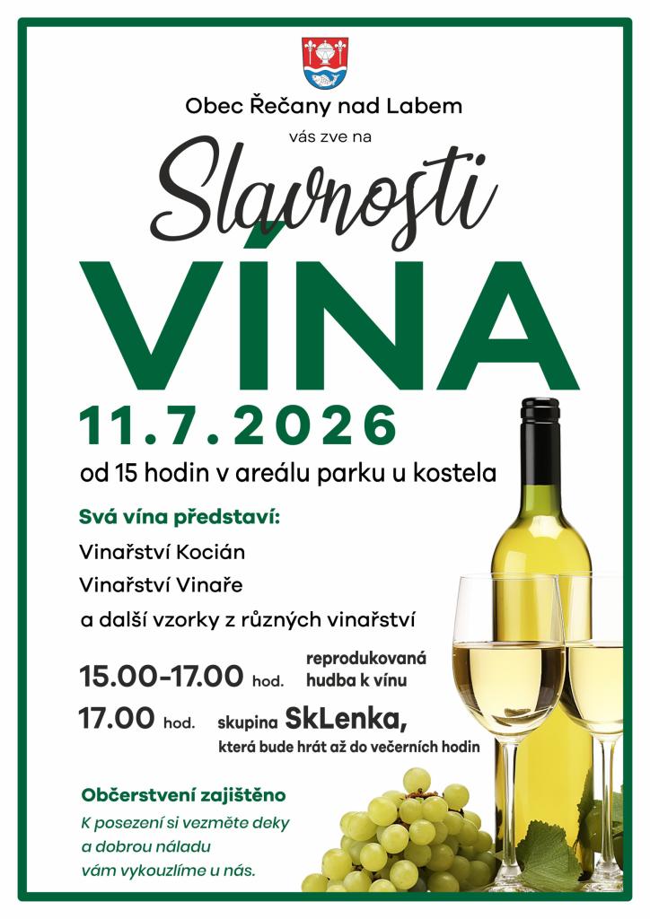 Plakát na slavnosti vína v Řecanech nad Labem